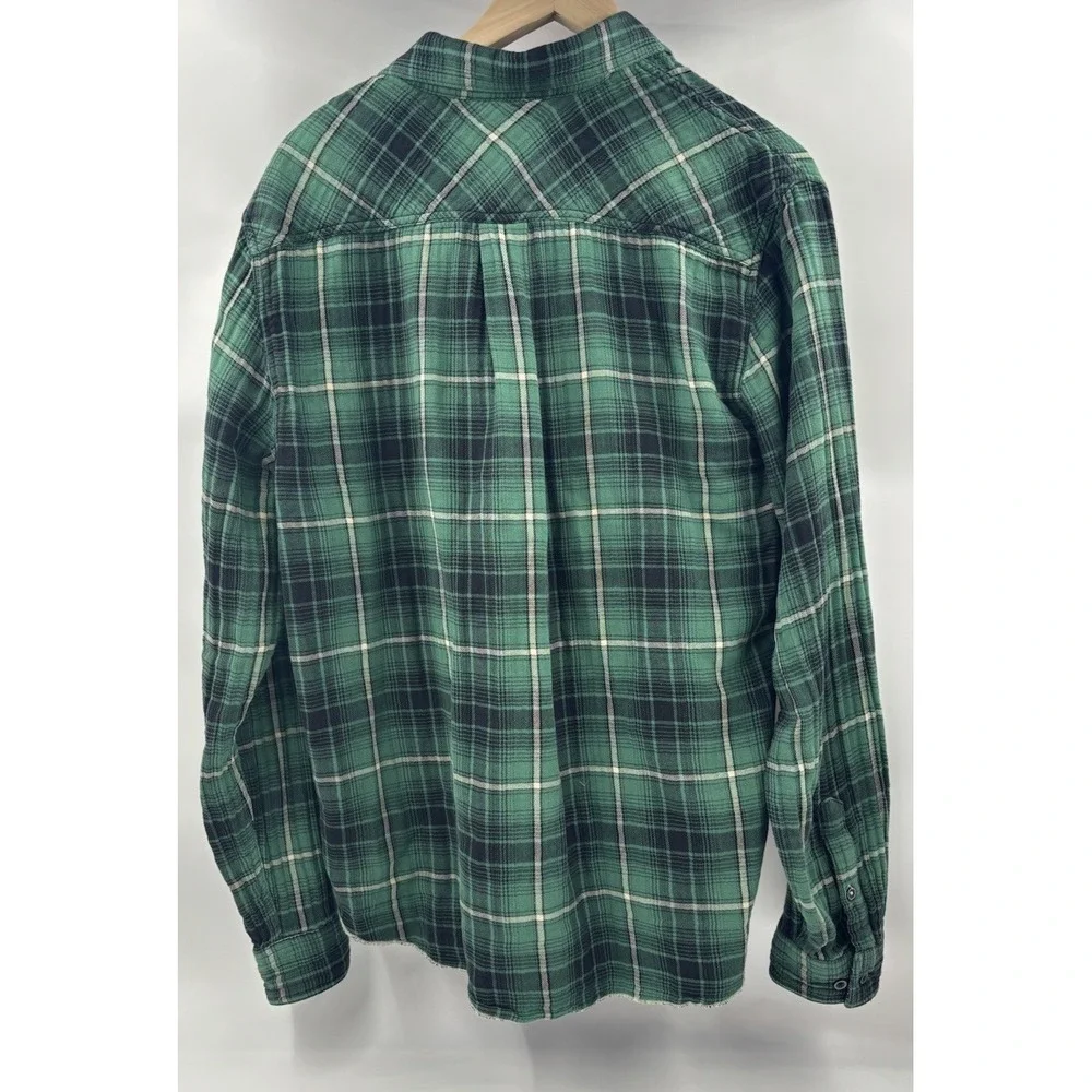 Carbon 2 Cobalt Men's M Cotton Green Plaid Long Sleeve Button Down‎ Shirt